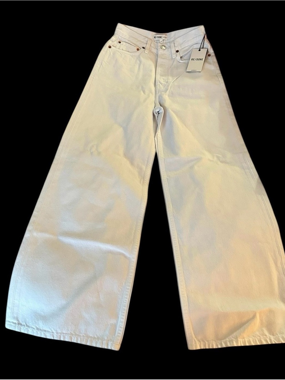 New Re/Done Originals Super High Workwear White Denim Jeans - Size 25.  $375.